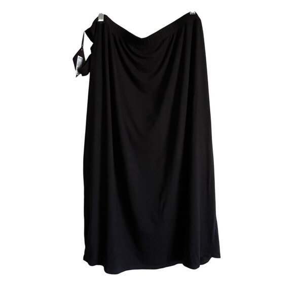 Ava Viv Womens Black Knit Wrap Midi Skirt Side Tie 3X PlusSize Elastic Waist NWT - Picture 4 of 5